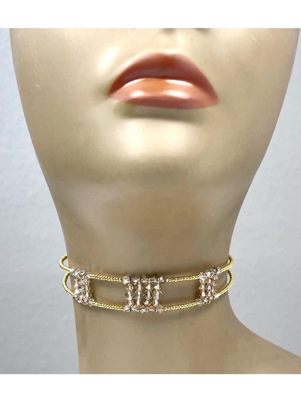 KATZY ANN Dallas, Texas Gold Lt. Col Swarovski CHOKER Necklace 5606-LS-46C NWT